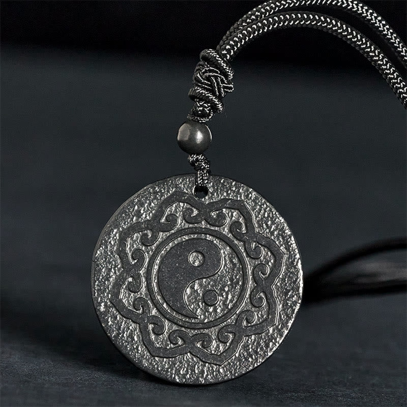 Buddha Stones Tai Chi Yin Yang Symbole authentique de Shungite Force intérieure Collier Pendentif Pierres de Bouddha Tai Chi Yin Yang - Pierre de shungite (Protection ♥ Ancrage) - 35-40 mm - image 0
