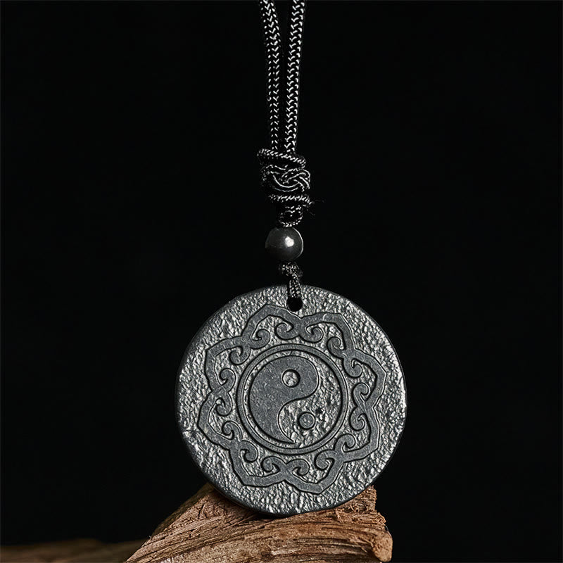 Buddha Stones Tai Chi Yin Yang Symbole authentique de Shungite Force intérieure Collier Pendentif Pierres de Bouddha Tai Chi Yin Yang - image 3