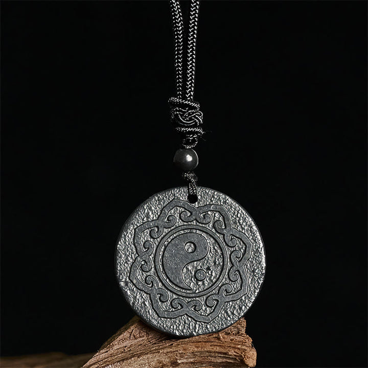 Buddha Stones Tai Chi Yin Yang Symbole authentique de Shungite Force intérieure Collier Pendentif Pierres de Bouddha Tai Chi Yin Yang - image 3