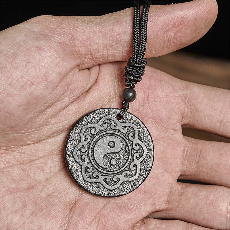 Buddha Stones Tai Chi Yin Yang Symbole authentique de Shungite Force intérieure Collier Pendentif Pierres de Bouddha Tai Chi Yin Yang - image 5