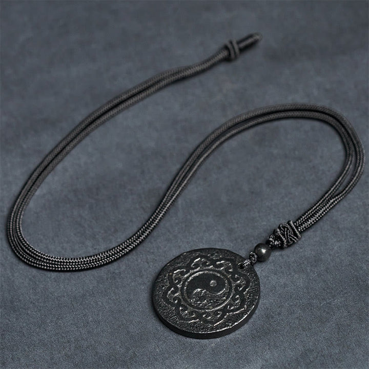 Buddha Stones Tai Chi Yin Yang Symbole authentique de Shungite Force intérieure Collier Pendentif Pierres de Bouddha Tai Chi Yin Yang - image 6