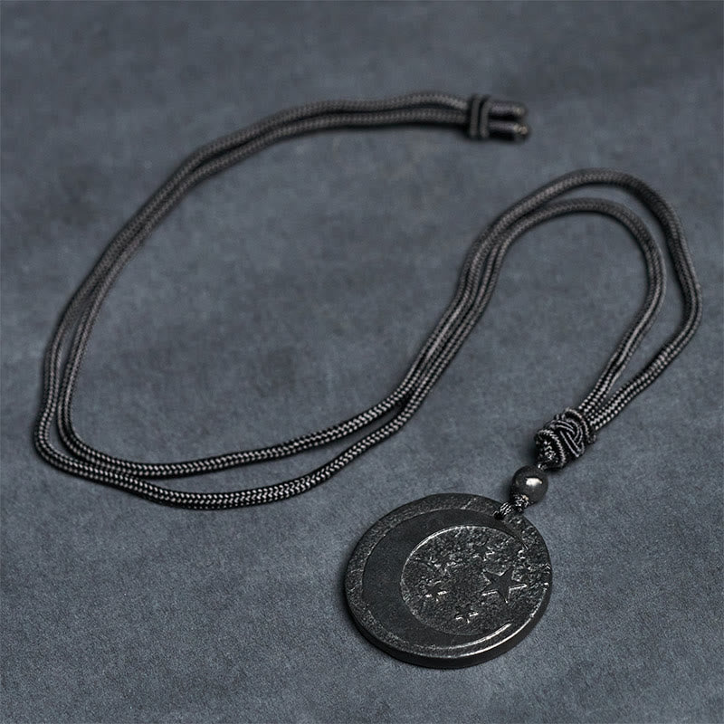Collier pendentif en Buddha Stones, lune et étoile, design rond, authentique pierre de shungite, protection - image 5