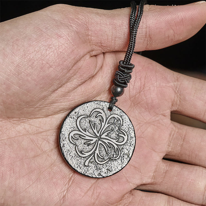 Collier de protection en pierre de Buddha Stones à quatre feuilles, authentique pierre de shungite et graphite - image 5