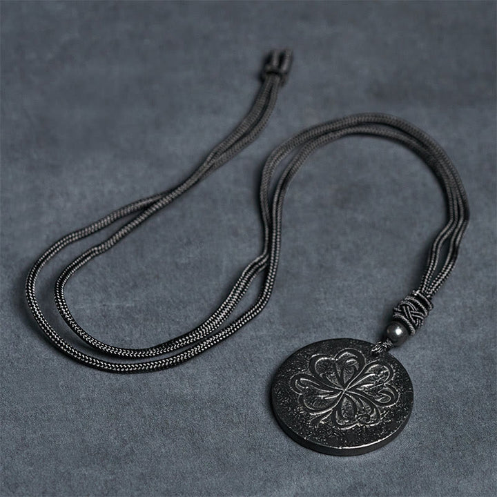 Collier de protection en pierre de Buddha Stones à quatre feuilles, authentique pierre de shungite et graphite - image 6