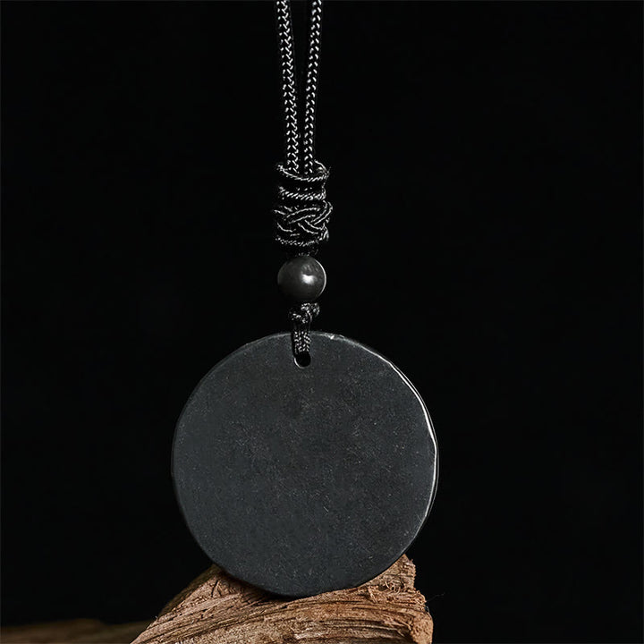 Collier pendentif en Buddha Stones, cercle, design simple, authentique pierre de shungite, protection - image 3