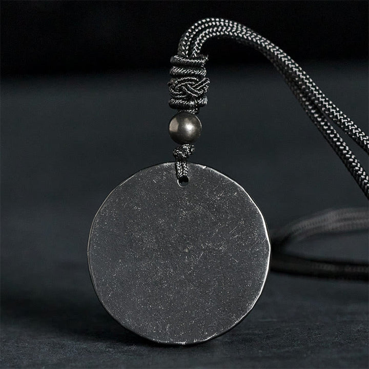 Collier pendentif en Buddha Stones, cercle, design simple, authentique pierre de shungite, protection - image 1