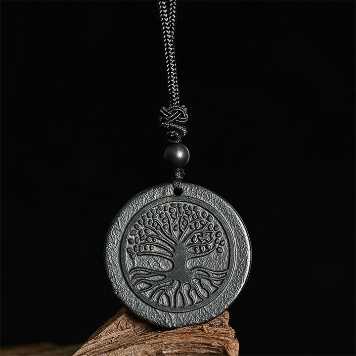 Buddha Stones, motif sculpté de l'Arbre de Vie, pendentif en shungite authentique pour collier de protection - image 2