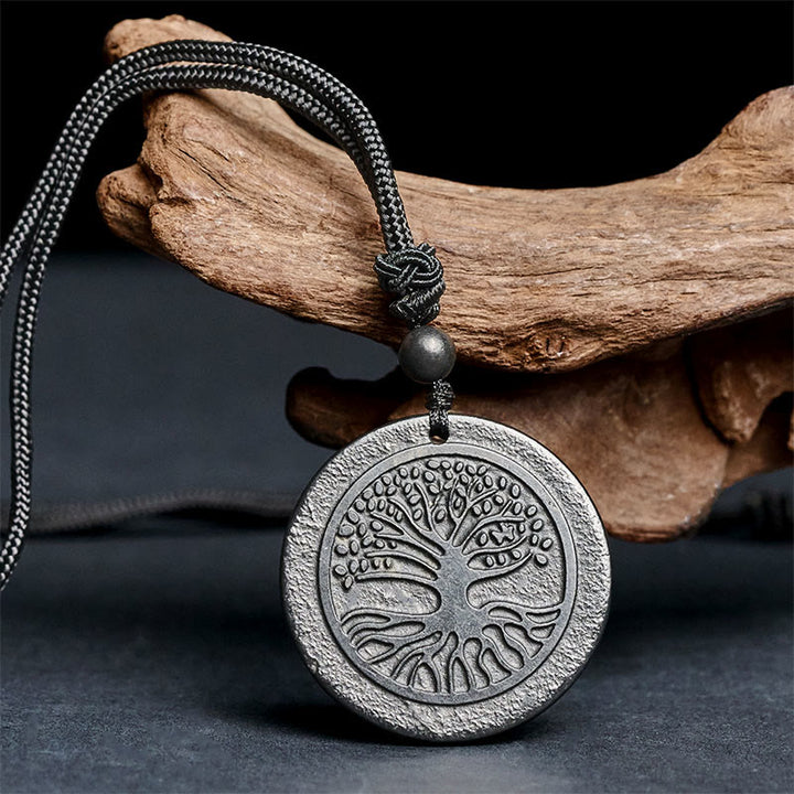 Buddha Stones, motif sculpté de l'Arbre de Vie, pendentif en shungite authentique pour collier de protection - image 3