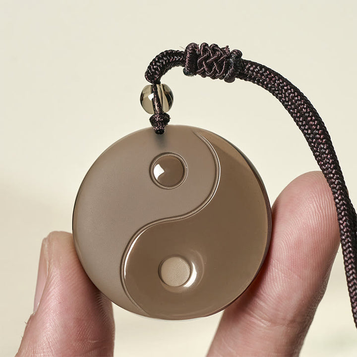 Pendentif en obsidienne glacée, symbole Yin Yang et Buddha Stones, orné d'un collier positif. - image 3