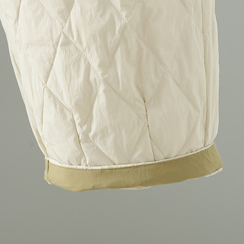 Pantalon pour femme en coton épais à motif losanges et fleurs roses Buddha Stones, avec poches - image 8