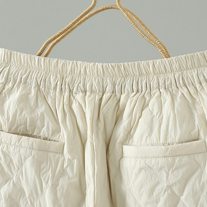 Pantalon pour femme en coton épais à motif losanges et fleurs roses Buddha Stones, avec poches - image 10