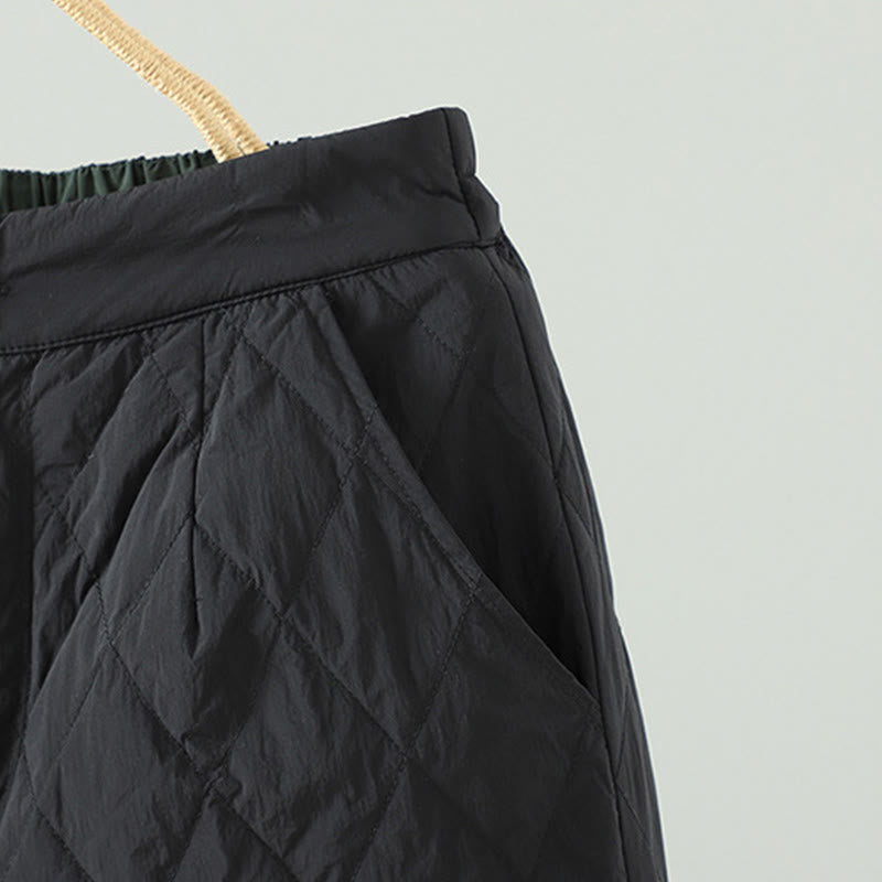 Pantalon pour femme en coton épais à motif losanges et fleurs roses Buddha Stones, avec poches - image 14