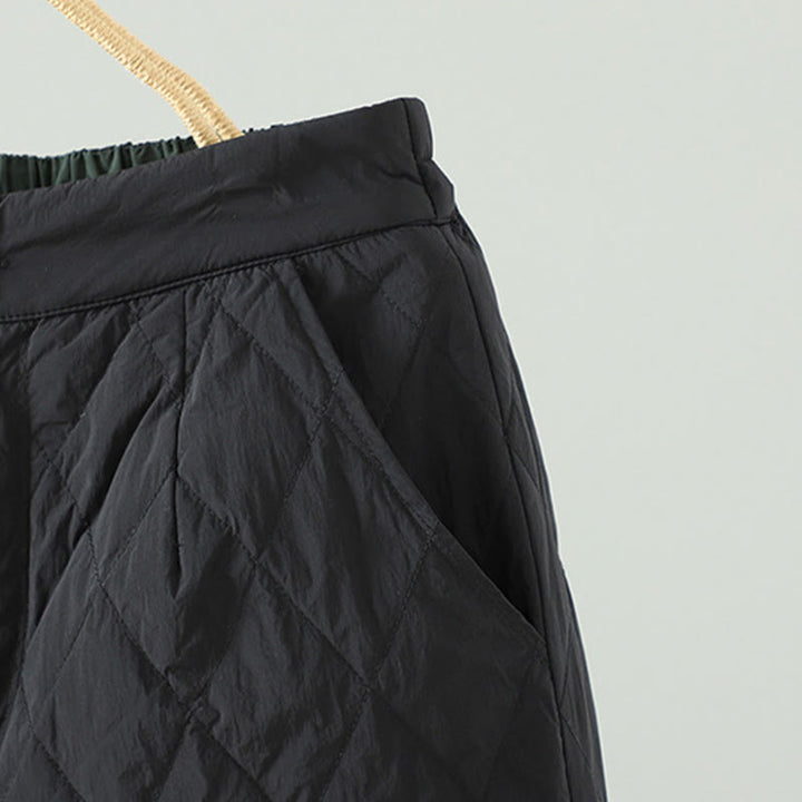 Pantalon pour femme en coton épais à motif losanges et fleurs roses Buddha Stones, avec poches - image 14