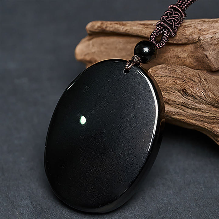 Pendentif en obsidienne noire naturelle , Buddha Stones. Collier avec pendentif en obsidienne noire naturelle. - image 4