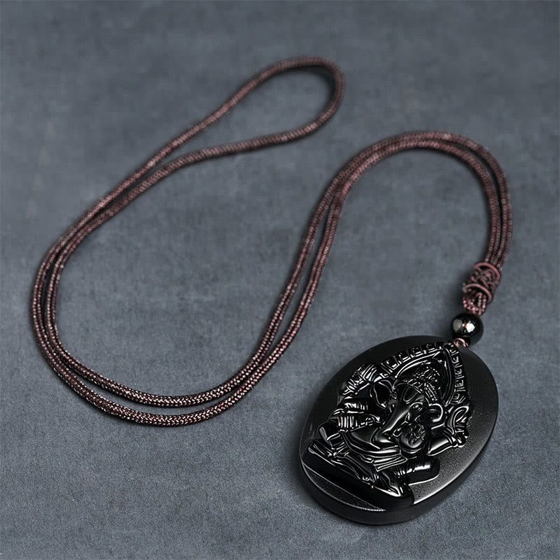 Pendentif en obsidienne noire naturelle , Buddha Stones. Collier avec pendentif en obsidienne noire naturelle. - image 8