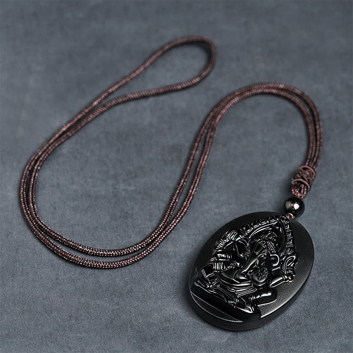 Pendentif en obsidienne noire naturelle , Buddha Stones. Collier avec pendentif en obsidienne noire naturelle. - image 8