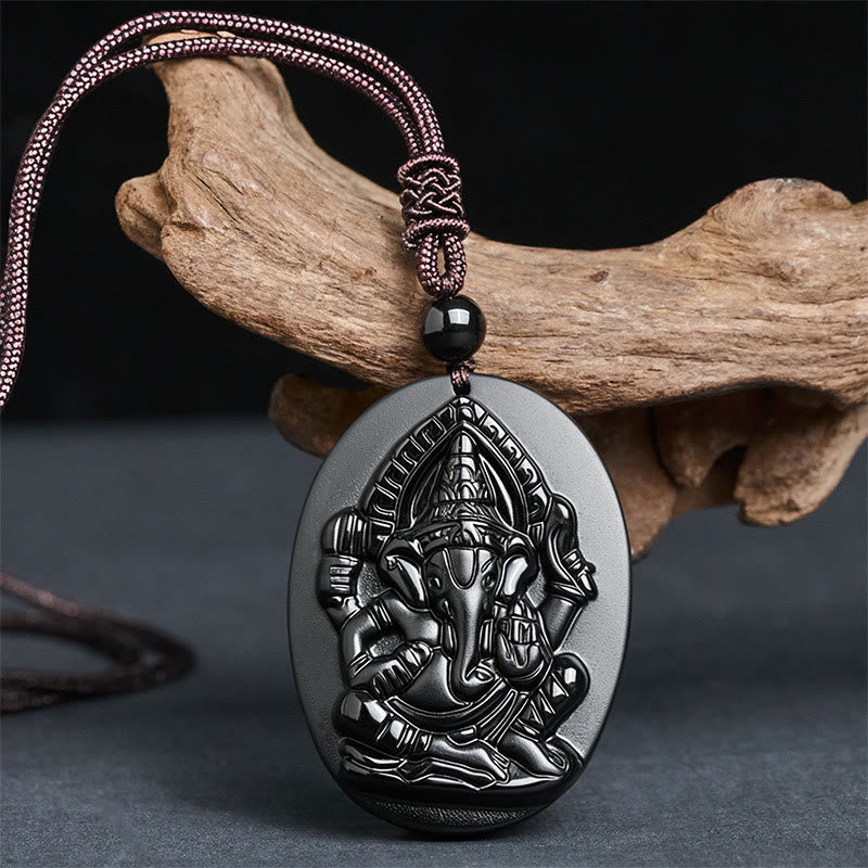 Pendentif en obsidienne noire naturelle , Buddha Stones. Collier avec pendentif en obsidienne noire naturelle. - image 1