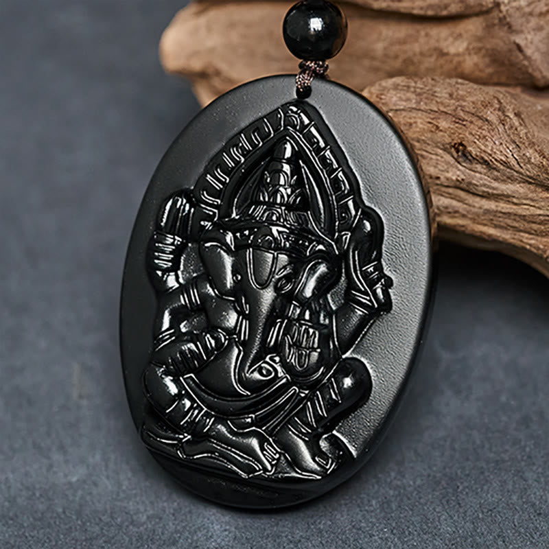 Pendentif en obsidienne noire naturelle , Buddha Stones. Collier avec pendentif en obsidienne noire naturelle. - image 3