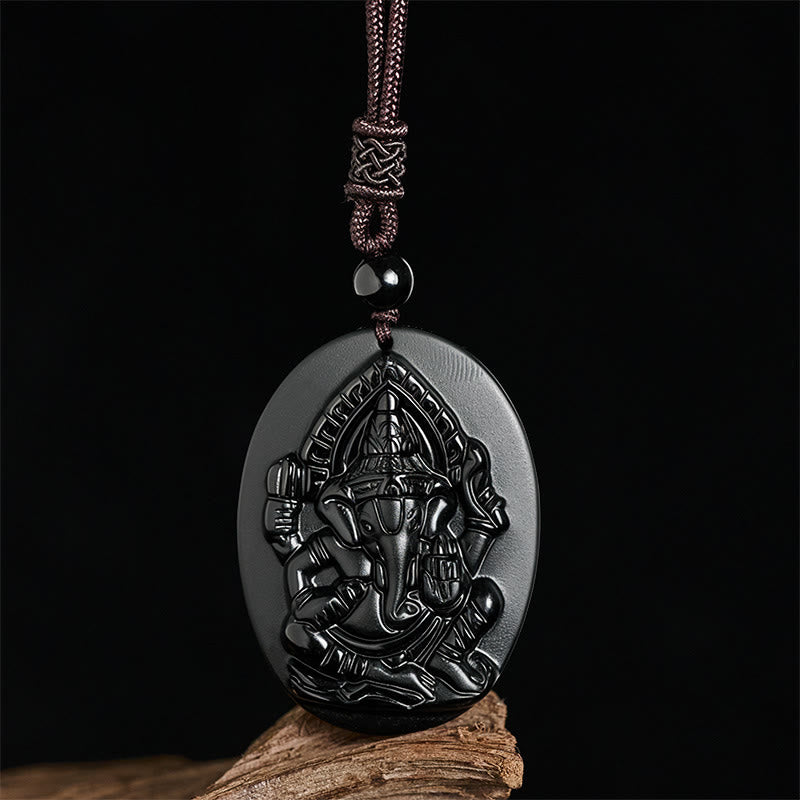Pendentif en obsidienne noire naturelle , Buddha Stones. Collier avec pendentif en obsidienne noire naturelle. - image 2