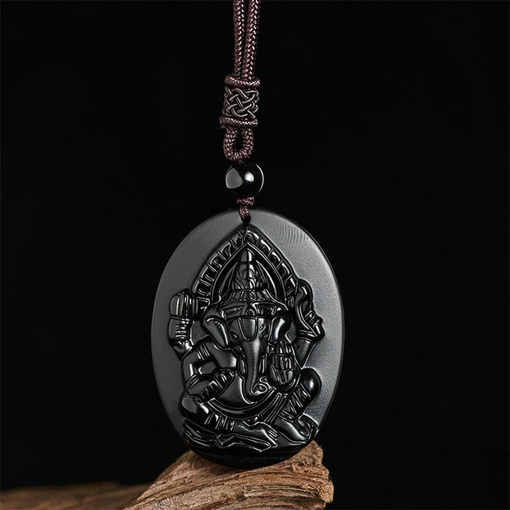 Pendentif en obsidienne noire naturelle , Buddha Stones. Collier avec pendentif en obsidienne noire naturelle. - image 2