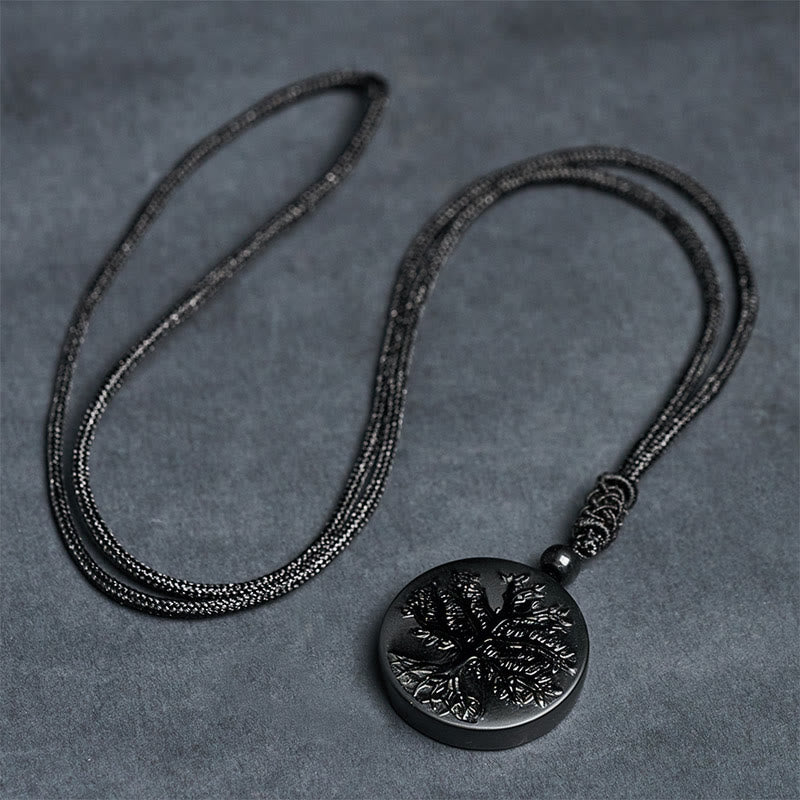 Pendentif de transformation en obsidienne noire naturelle, motif Arbre de Vie , Buddha Stones - image 5