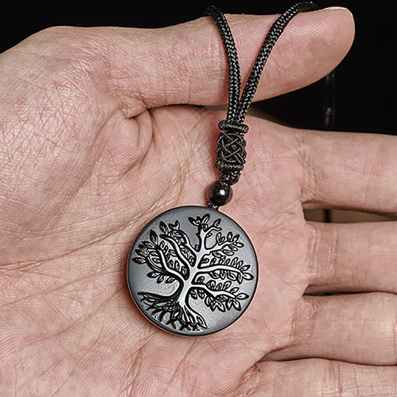 Pendentif de transformation en obsidienne noire naturelle, motif Arbre de Vie , Buddha Stones - image 4