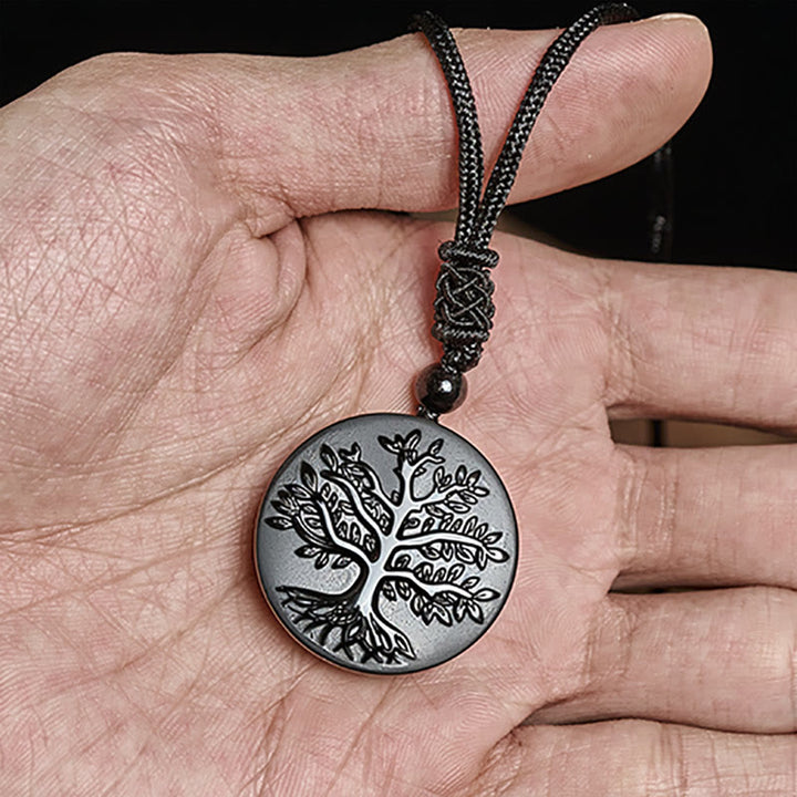 Pendentif de transformation en obsidienne noire naturelle, motif Arbre de Vie , Buddha Stones - image 4