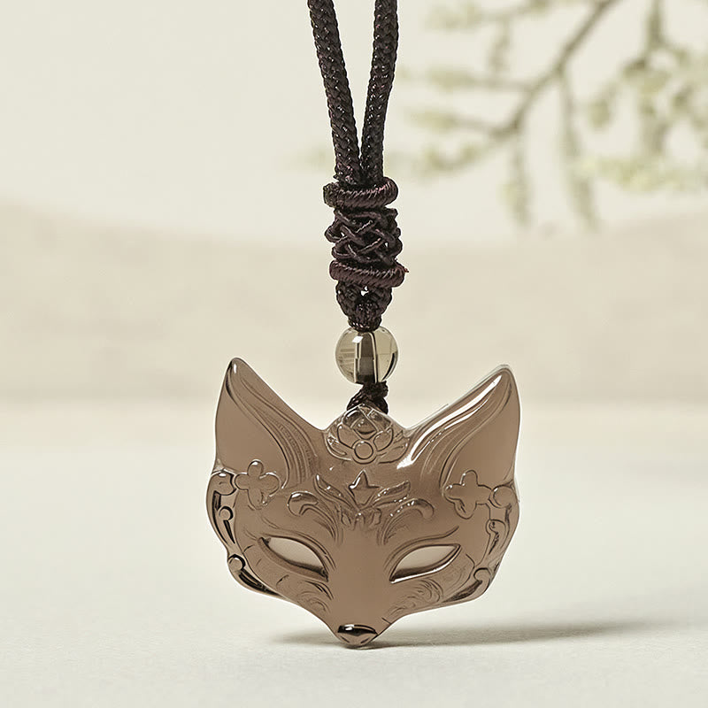 Collier pendentif de protection en obsidienne argentée, orné d'un renard en relief de Buddha Stones et de pierres de glace. - image 10