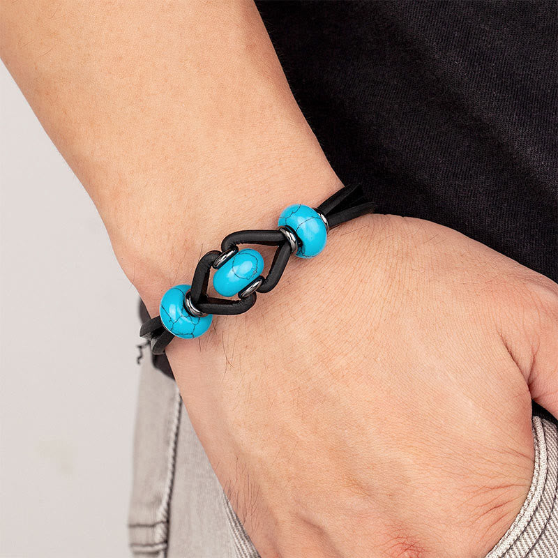 Bracelet rond en cuir double et pierre de cristal d'améthyste Buddha Stones, anti-stress - image 5