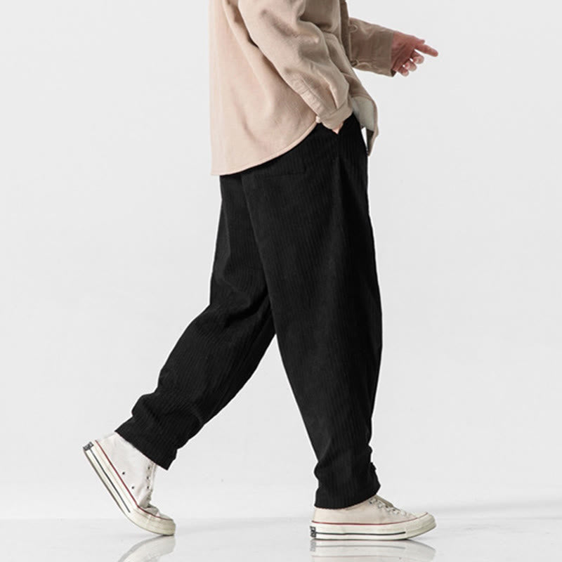 Pantalon droit en coton uni, coupe boutonnée, poches, motif Buddha Stones, automne-hiver - image 25