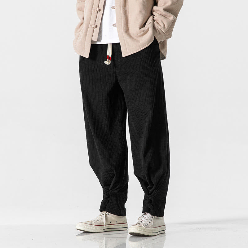 Pantalon droit en coton uni, coupe boutonnée, poches, motif Buddha Stones, automne-hiver - image 28