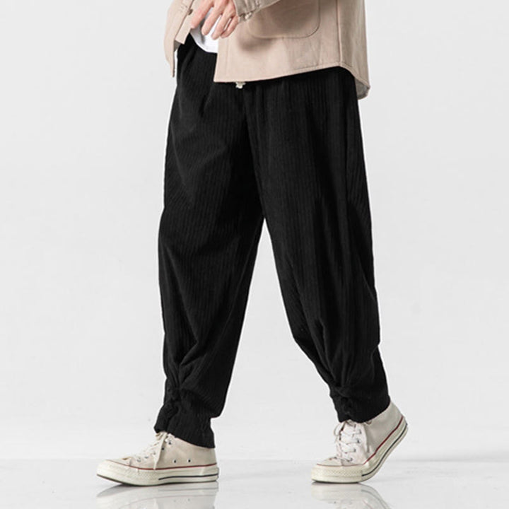 Pantalon droit en coton uni, coupe boutonnée, poches, motif Buddha Stones, automne-hiver - image 27