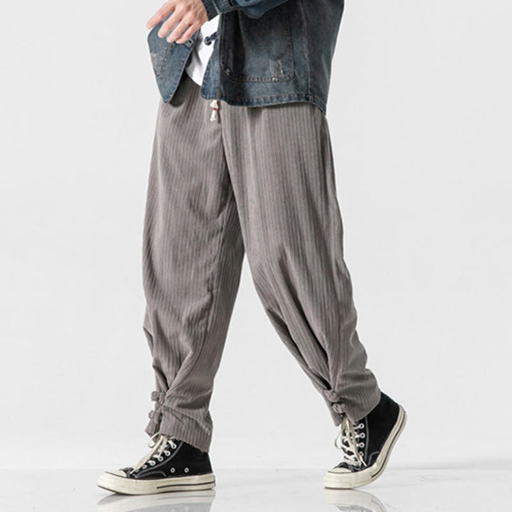 Pantalon droit en coton uni, coupe boutonnée, poches, motif Buddha Stones, automne-hiver - image 7