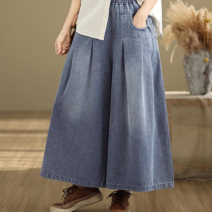 Pantalon large taille haute pour femme avec poches, style vintage effet vieilli, motif Buddha Stones Fall - image 3