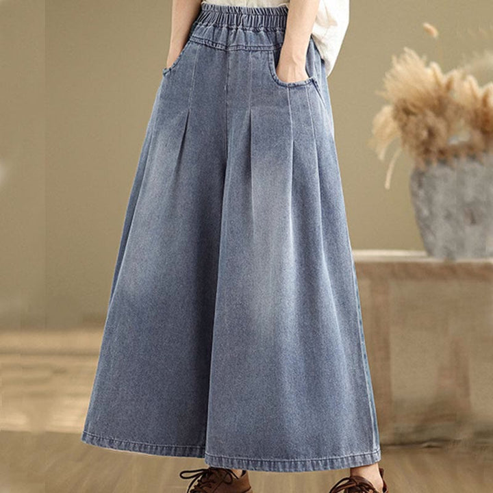 Pantalon large taille haute pour femme avec poches, style vintage effet vieilli, motif Buddha Stones Fall - image 4