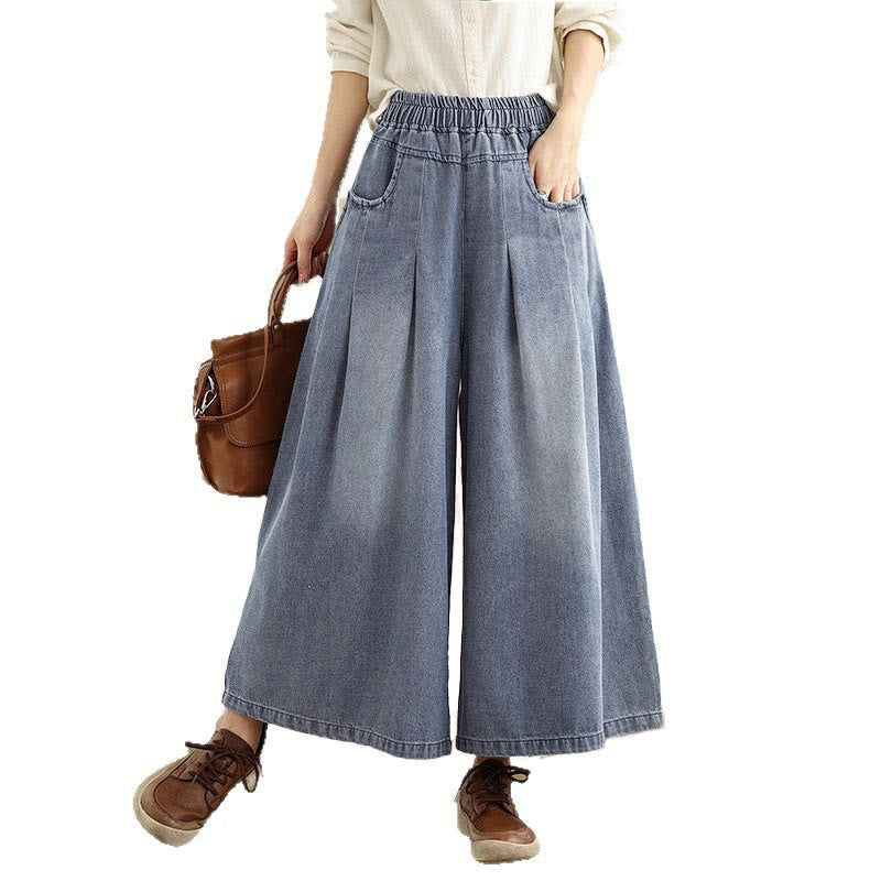 Pantalon large taille haute pour femme avec poches, style vintage effet vieilli, motif Buddha Stones Fall - image 10