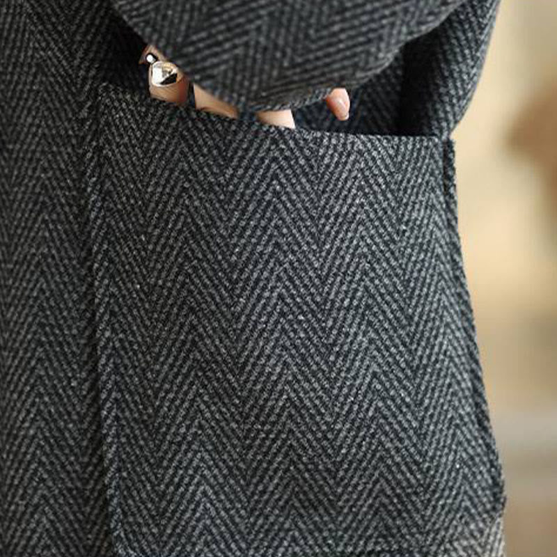 Manteau femme à rayures, col en V, manches longues, en coton, avec poches , Buddha Stones - image 7