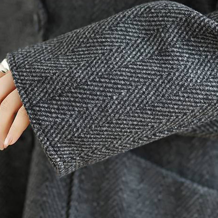 Manteau femme à rayures, col en V, manches longues, en coton, avec poches , Buddha Stones - image 8