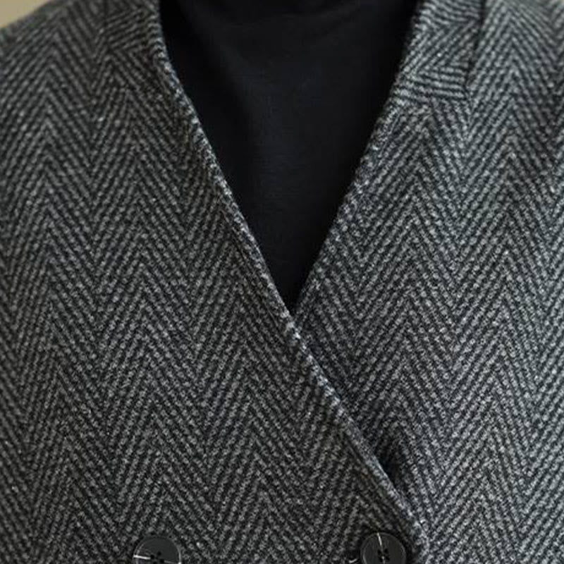 Manteau femme à rayures, col en V, manches longues, en coton, avec poches , Buddha Stones - image 5