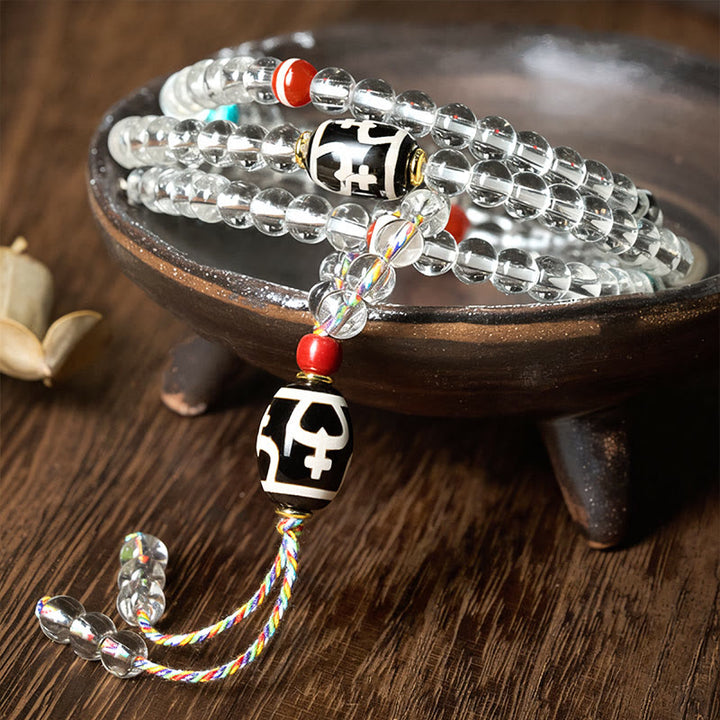 Buddha Stones 108 perles Liuli cristal Dzi perle Agate bénédictions gland Mala - image 2