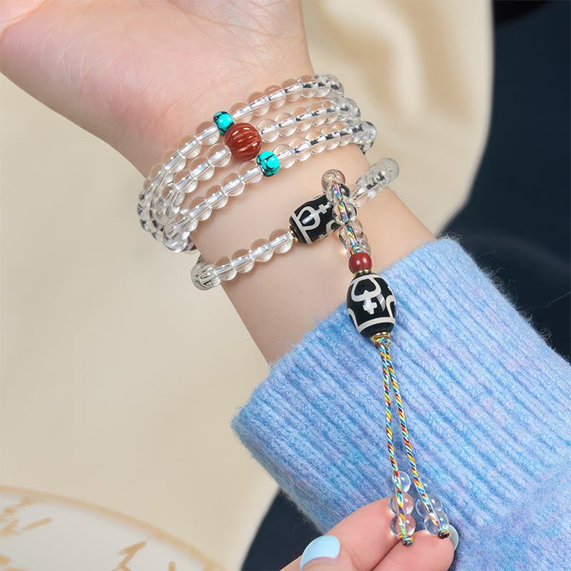 Buddha Stones 108 perles Liuli cristal Dzi perle Agate bénédictions gland Mala - image 9