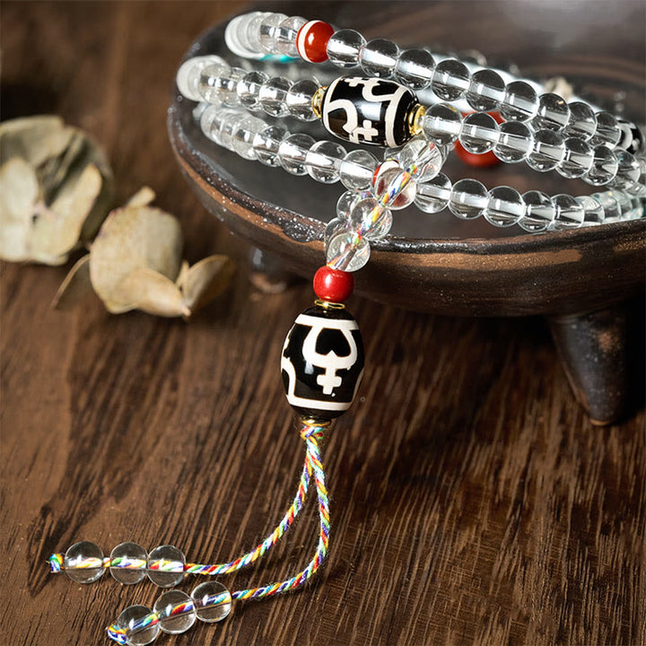 Buddha Stones 108 perles Liuli cristal Dzi perle Agate bénédictions gland Mala - image 4