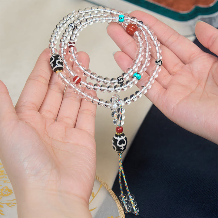 Buddha Stones 108 perles Liuli cristal Dzi perle Agate bénédictions gland Mala - image 3