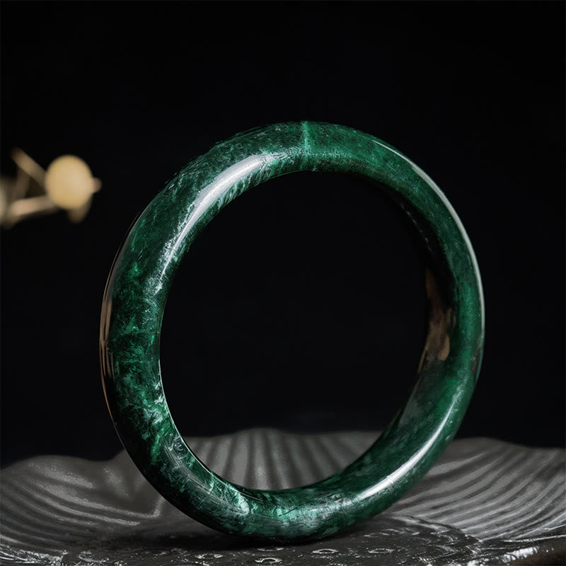 Bracelet jonc de protection en jade noir et vert Nanyang Buddha Stones - 62 mm - image 0