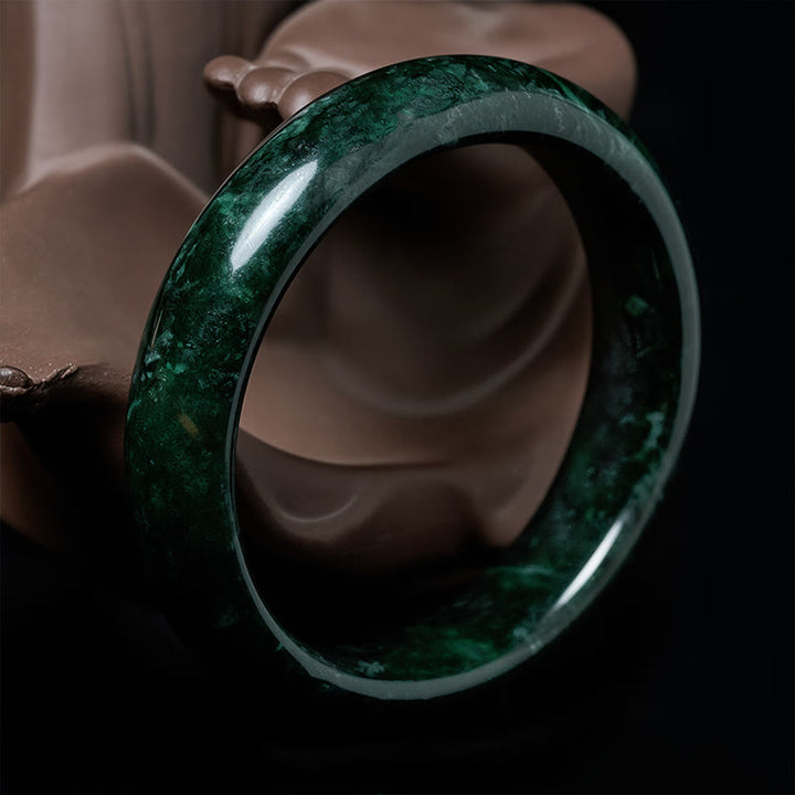 Bracelet jonc de protection en jade noir et vert Nanyang Buddha Stones - image 1