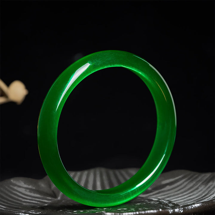 Bracelet jonc fin en pierre œil-de-chat verte de Buddha Stones, soulage le stress et apporte la richesse - image 3