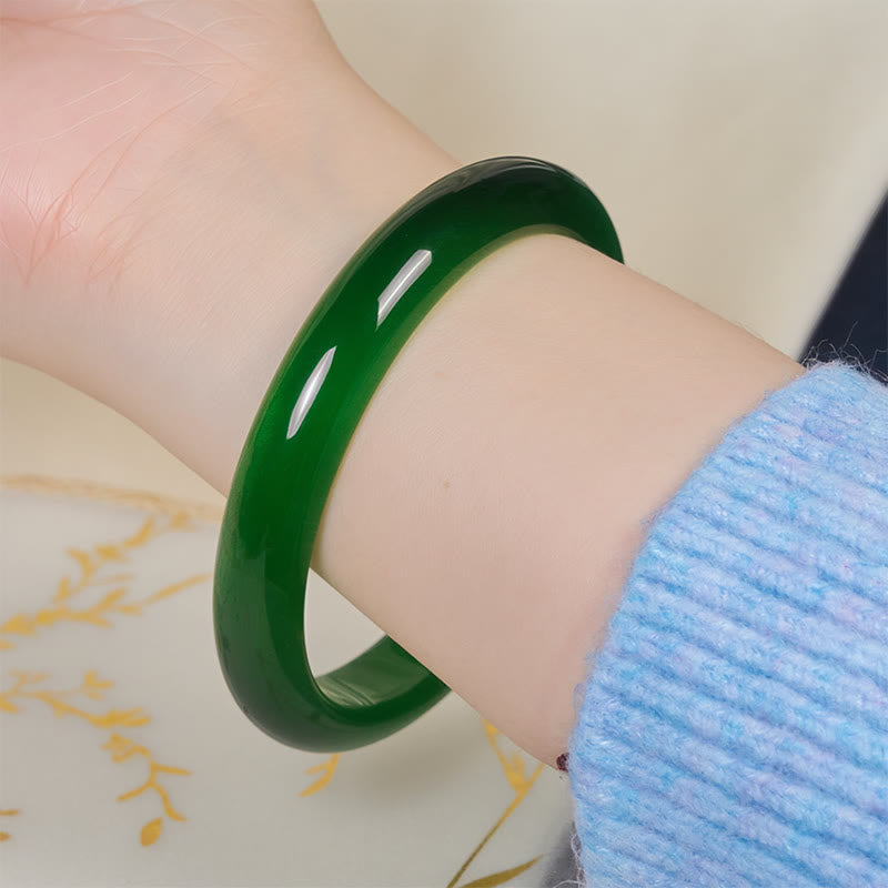 Bracelet jonc fin en pierre œil-de-chat verte de Buddha Stones, soulage le stress et apporte la richesse - image 4