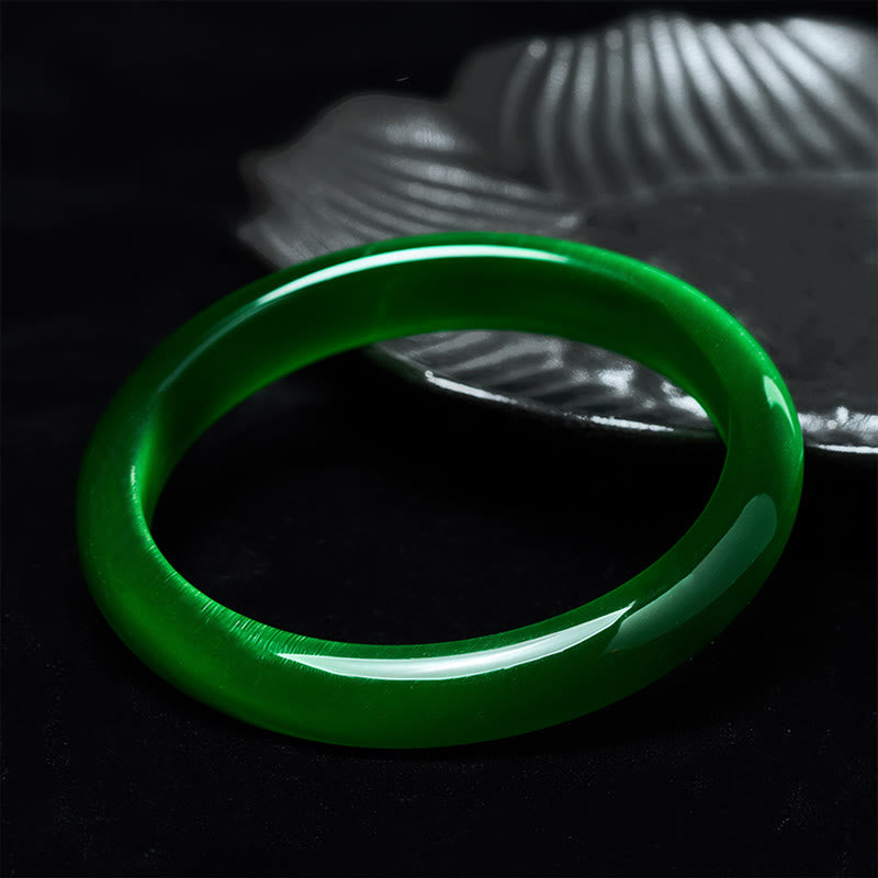 Bracelet jonc fin en pierre œil-de-chat verte de Buddha Stones, soulage le stress et apporte la richesse - image 2