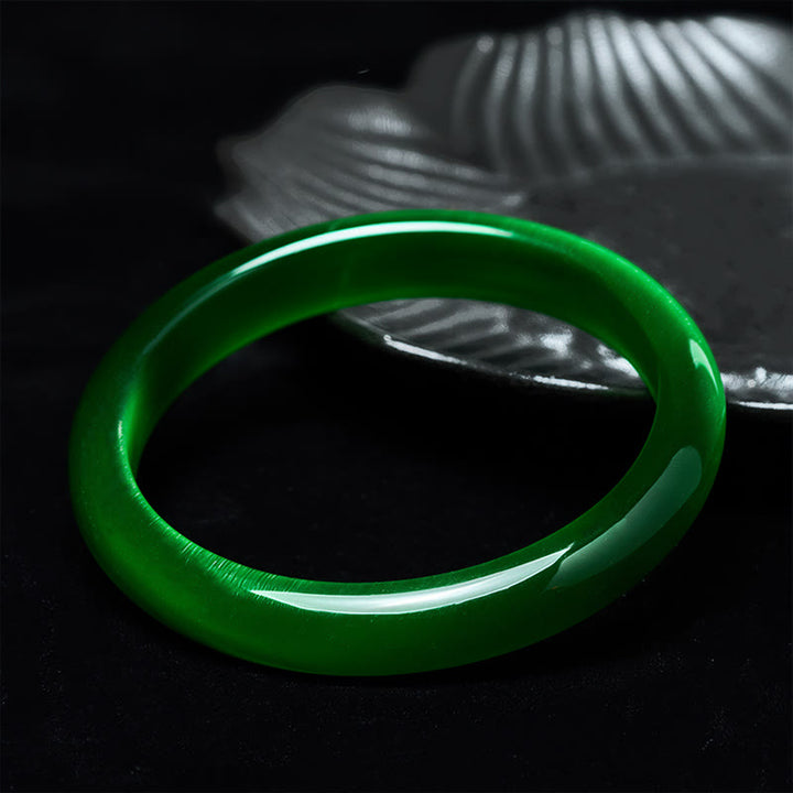Bracelet jonc fin en pierre œil-de-chat verte de Buddha Stones, soulage le stress et apporte la richesse - image 2