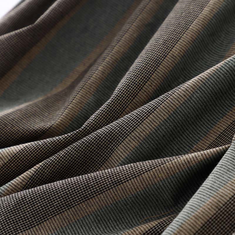 Robe midi en coton à manches longues et poches, ornée d'un revers en forme de Buddha Stones et de blocs de couleur. - image 7